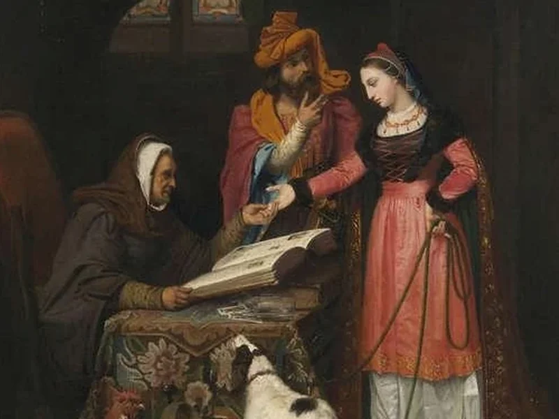 1800-Jean-Louis Dulong - Isabella di Baviera e il Duca di Borgogna nella casa di un negromante